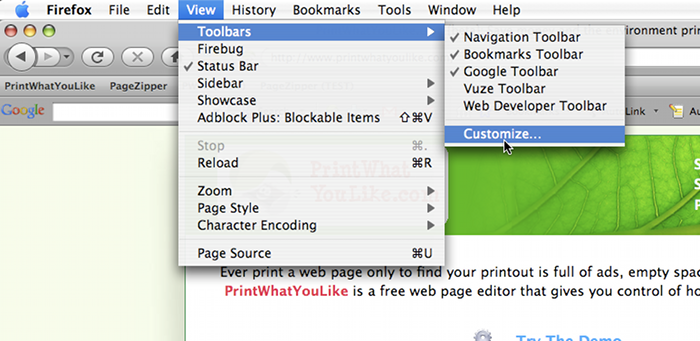customize firefox toolbars